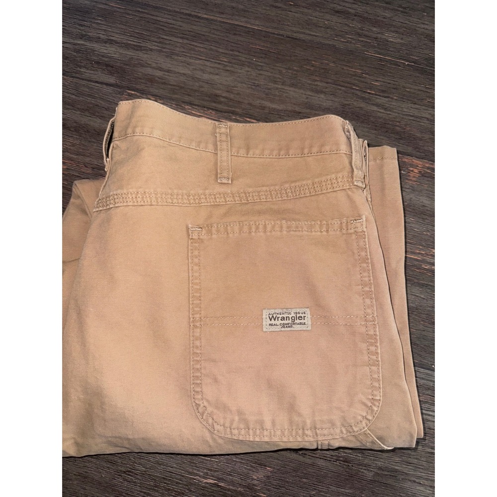 Wrangler Mens Carpenter Pants 42x32 Tan Khaki Cotton Canvas Workwear 94LSWAO